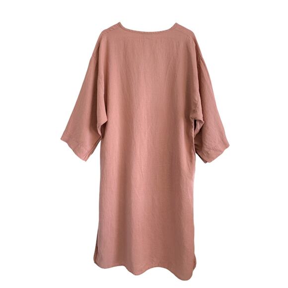 SOLD** Parachute 100% Linen House Dress Caftan Size Large Midi Clay Lagenlook - Picture 9 of 9